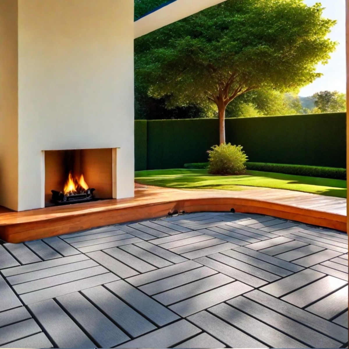 Streamdale Furniture 54 Pack Interlocking Plastic Deck Tiles - 12