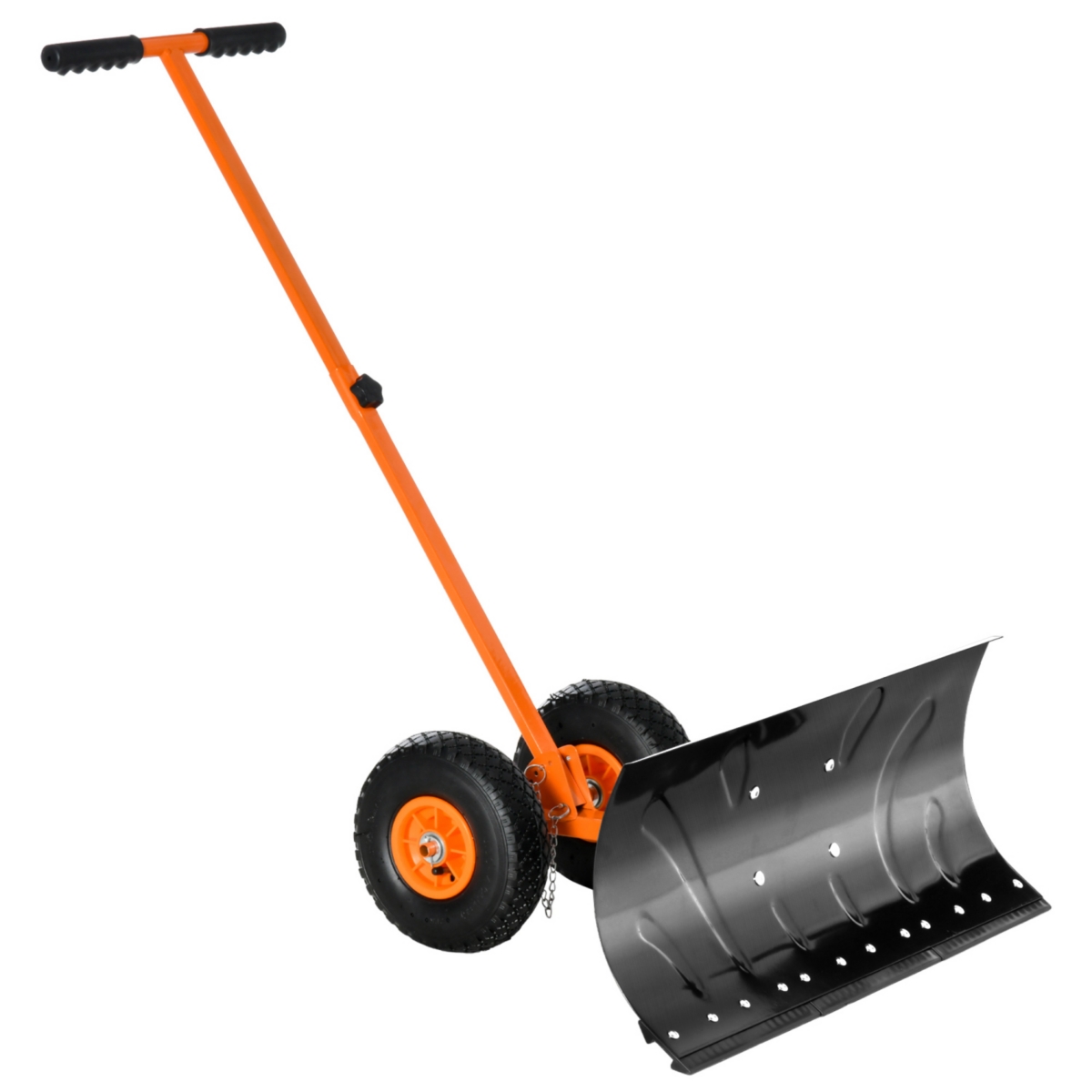 Streamdale Furniture Snow Shovel with Wheels, Snow Pusher, Cushioned Adjustable Angle Handle Snow Removal Tool, 29