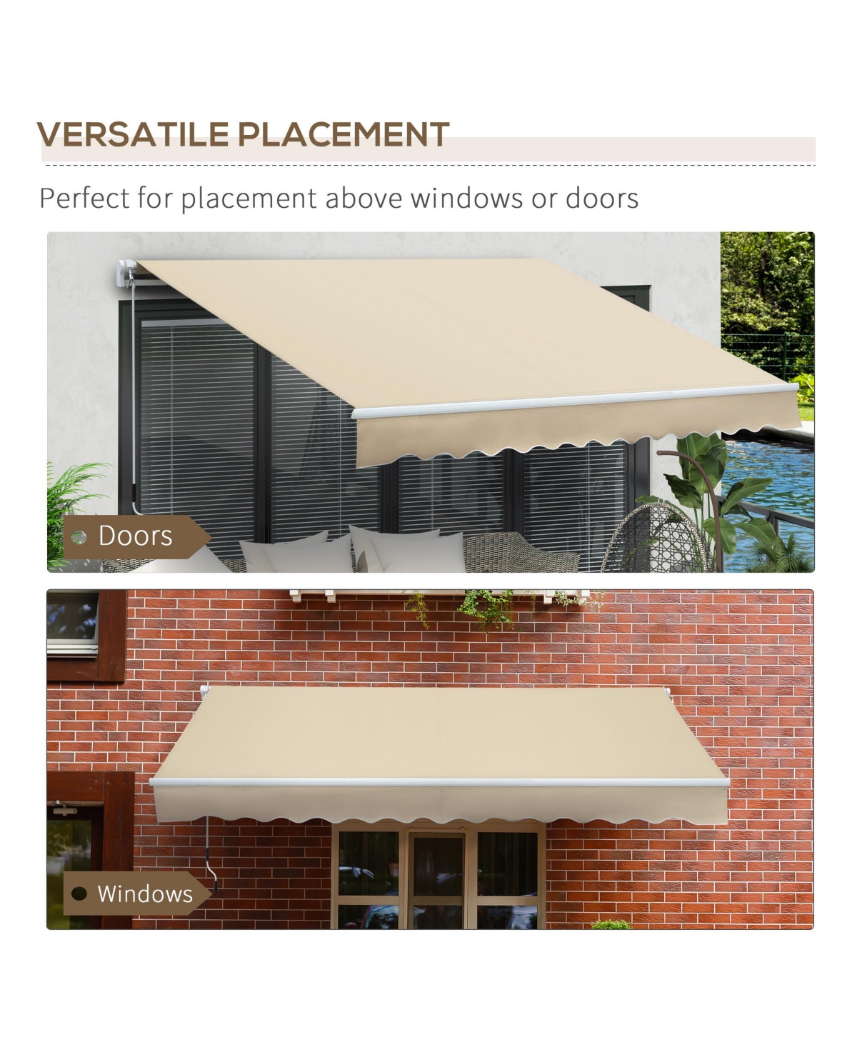 Streamdale Furniture 12' x 8' Retractable Awning Patio Awnings Sun Shade Shelter with Manual Crank Handle, 280g/m Uv & Water-Resistant Fabric and Alum