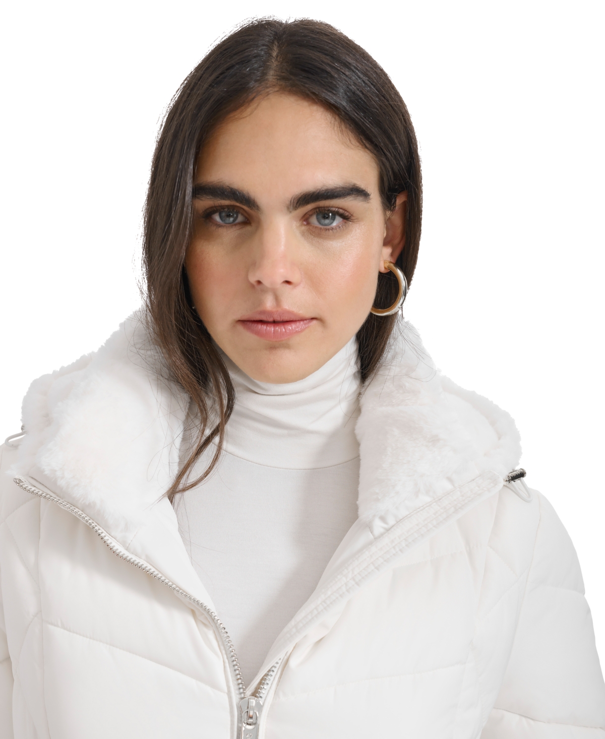 Calvin Klein Women's Diamond Quilted Side Belted Hooded Puffer Coat