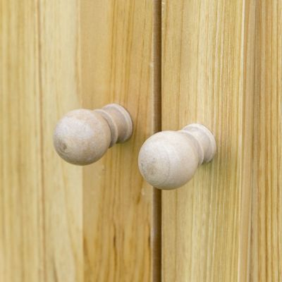 Garden Storage Cabinet, Outdoor Tool Shed with Galvanized Top and Two Shelves for Yard Tools or Pool Accessories, Natural