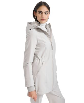 Womens Hooded Faux-Fur-Lined Anorak Raincoat