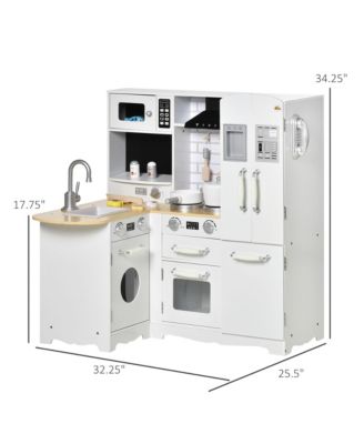 Large Play Kitchen with Full Set of Appliances for a Modern Day Pretend Kitchen, Tons of Storage, Corner Play Kitchen Set with Sound Effect, Educational Pretend Role Playset Game