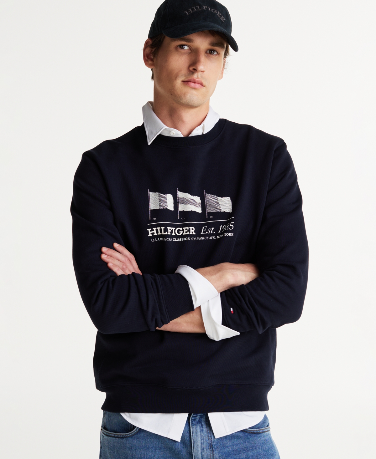 Shop Tommy Hilfiger Men's Flags Logo Graphic Sweatshirt In Desert Sky