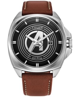 Citizen - Men's Marvel Classic Avengers Legacy Brown Leather Strap Watch 42mm