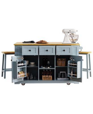 Large Kitchen Island with Power Outlet and Storage