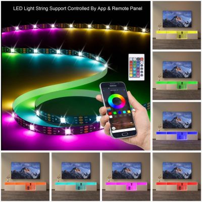 Streamdale LED TV Stand with RGB Lights and Storage (White)