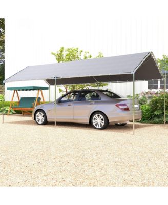 10'x20' Carport Heavy Duty Galvanized Car Canopy with Included Anchor Kit, 3 Reinforced Steel Cables, Grey