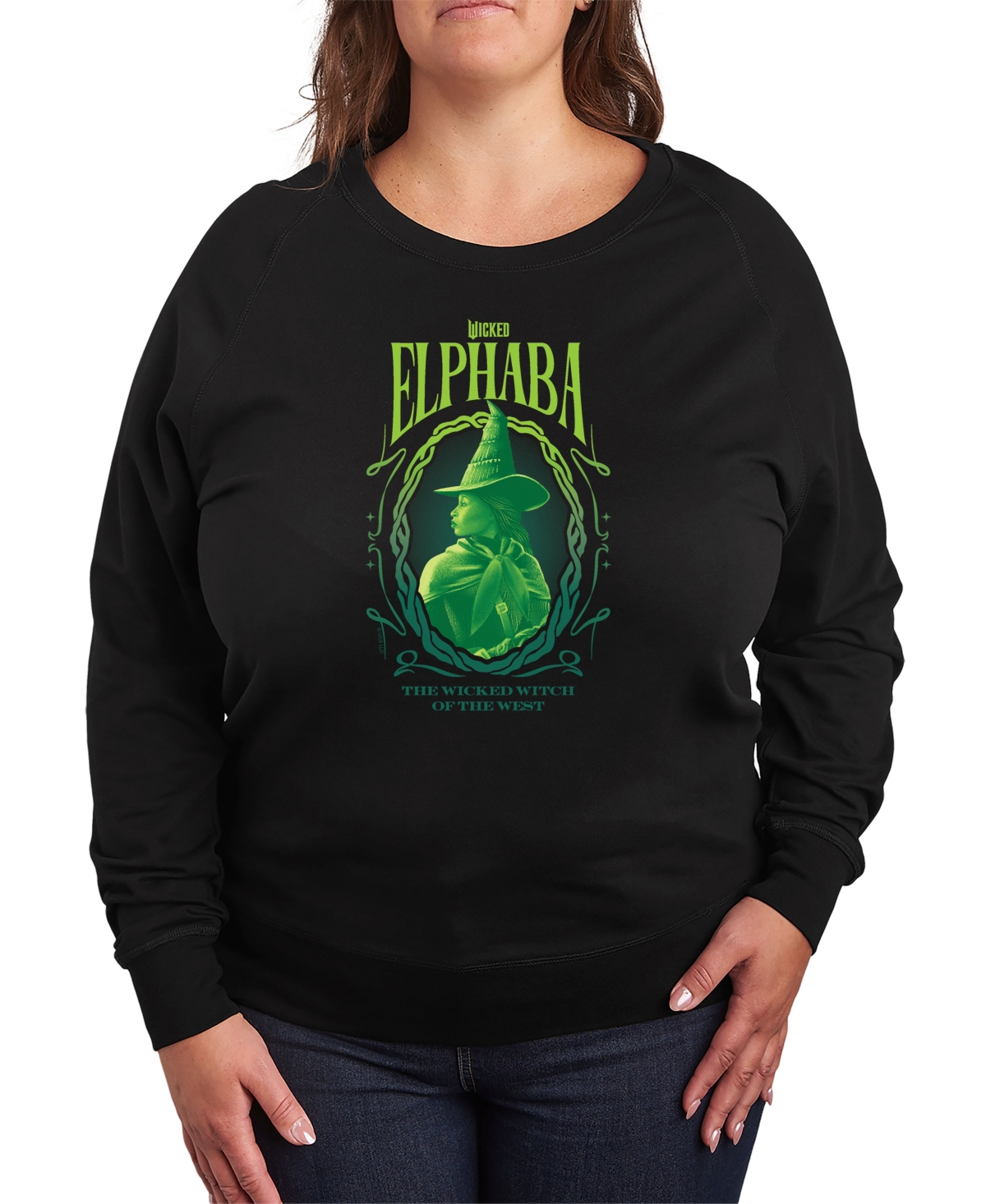 Hybrid Apparel Plus Size Wicked Elphaba Graphic Pullover T-shirt In Black