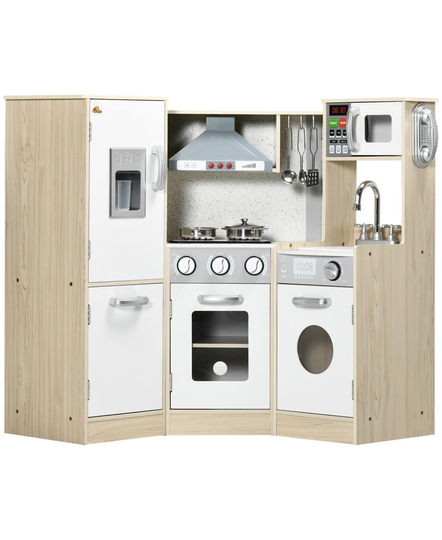 Детская игрушка Streamdale Furniture Qaba Ultra-Big Corner Play Kitchen with Sound Effects, Ages 3-6, цвет: Белый — фото 1