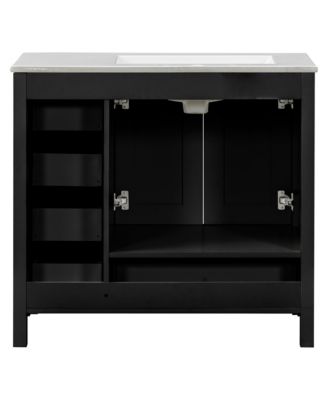 Streamdale Modern 36" Black Vanity with Ceramic Sink and Abundant Storage
