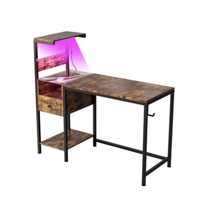 Brown Study Desk with Power & Storage