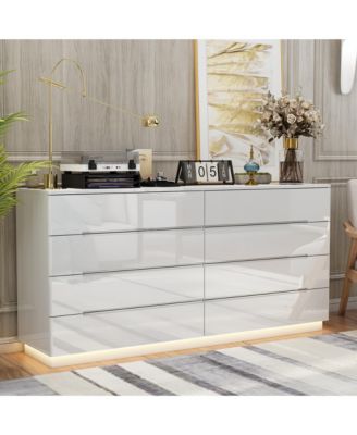 8-Drawer Wood LED Storage Organizer Chest of Drawers