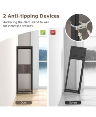 1 Pack 3 Tier Tall Metal Plant Stand Indoor Plant Table with Drawer Anti-tipping Devices