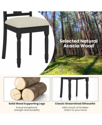 Set of 4 Upholstered Wooden Dining Chair w/ Seat Storage Space Brown