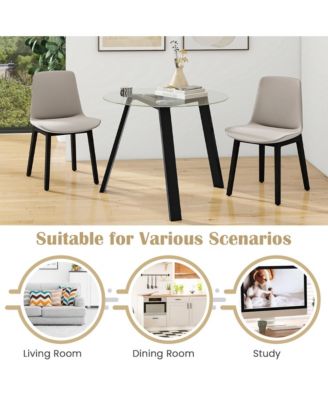 36" Round Glass Dining Table for 4 with Tempered Glass Tabletop Rubber Wood Frame