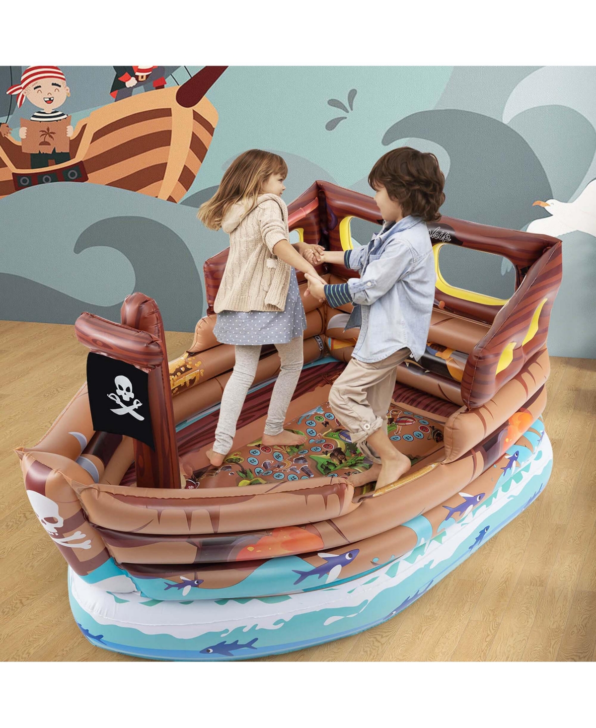 Inflatable Pirate Ship Playhouse with Built in Motor Inflatable Toy Sword
