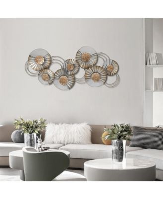 47" W Distressed Metal Modern Flower Wall Decor