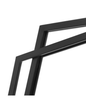 32" Black Metal Hexagon Frame Wall Accent Mirror Wall Mounted Bathroom Vanity Mirror Decor