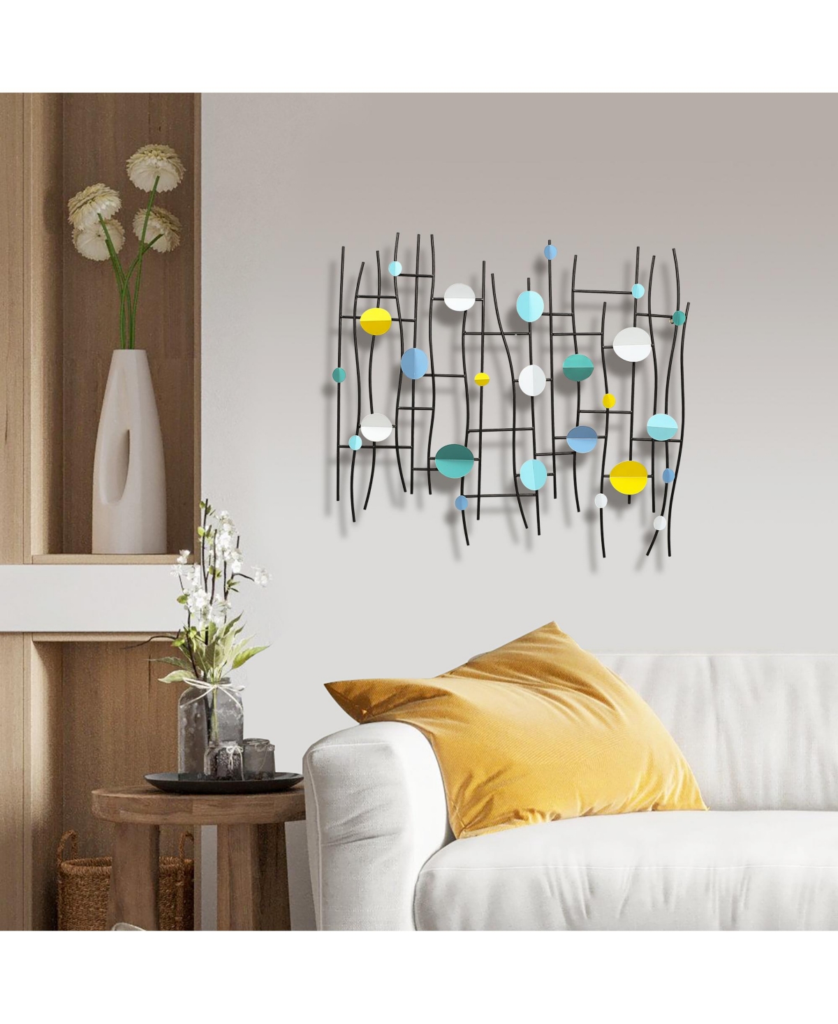 LuxenHome Multi-Color Discs and Black Ladder Metal Abstract Wall Decor - Multi-color