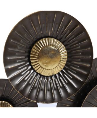 41.3-In Wide Brown and Gold Metal Abstract Flower Wall Decor