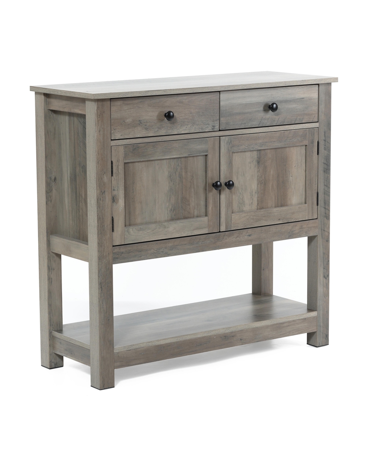 Luxenhome 35.43" Wide Server 2-drawer 2-door Buffet Storage Cabinet In Gray,brown,black