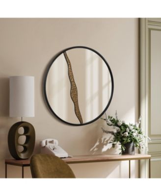Goldrush Black Metal Frame Round Wall Mirror