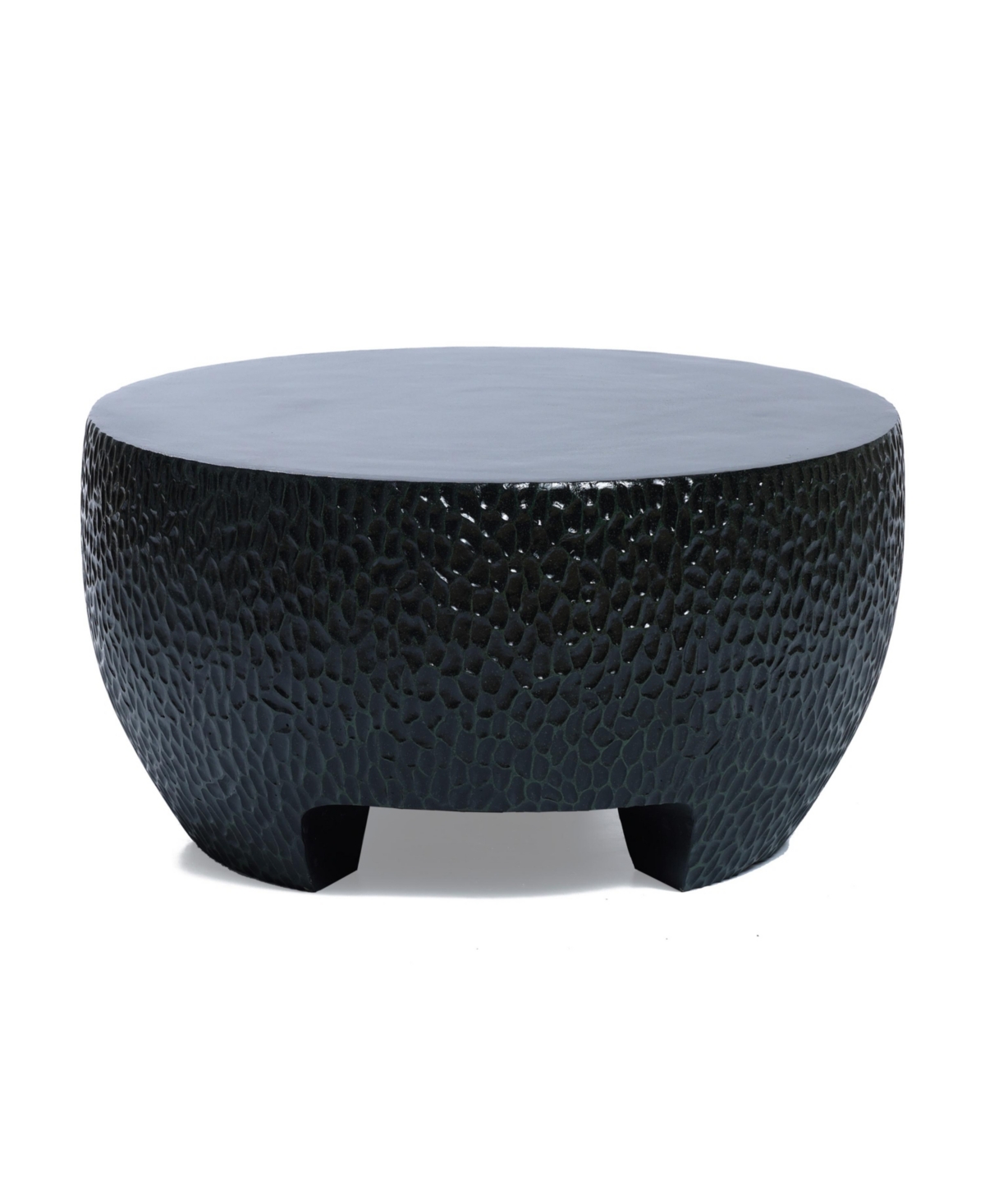 LuxenHome ModCement Round Outdoor Coffee Table - Black