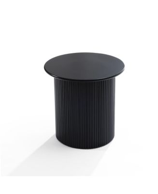 LuxenHome 15'' Small Accent Table Compact Size Black Fluted Fir & MDF ...