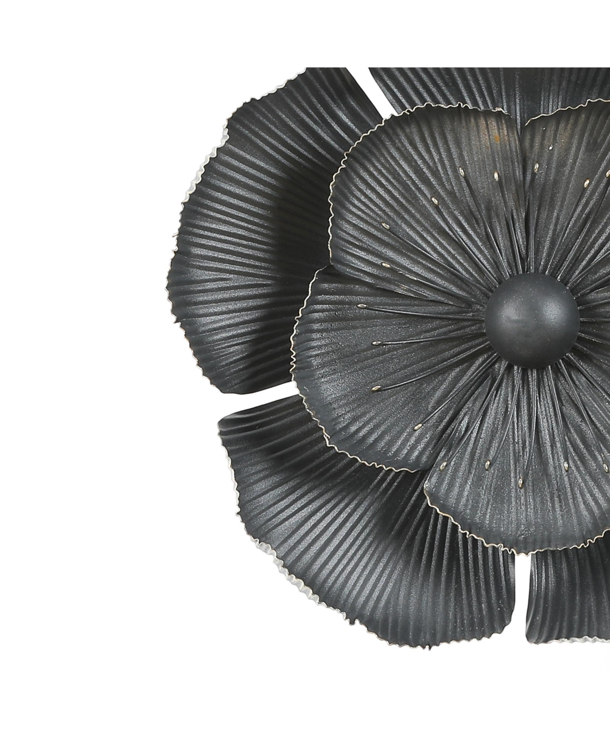 LuxenHomewith Gold Metal Flowers Wall Decor (Set of 3) - Black