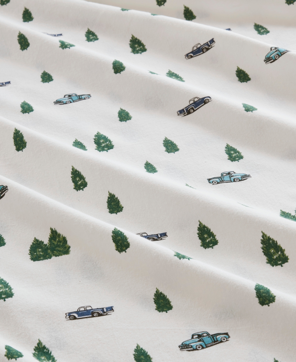 Woolrich Printed Flannel 4-pc. Sheet Set, Full In Green Trees Trucks