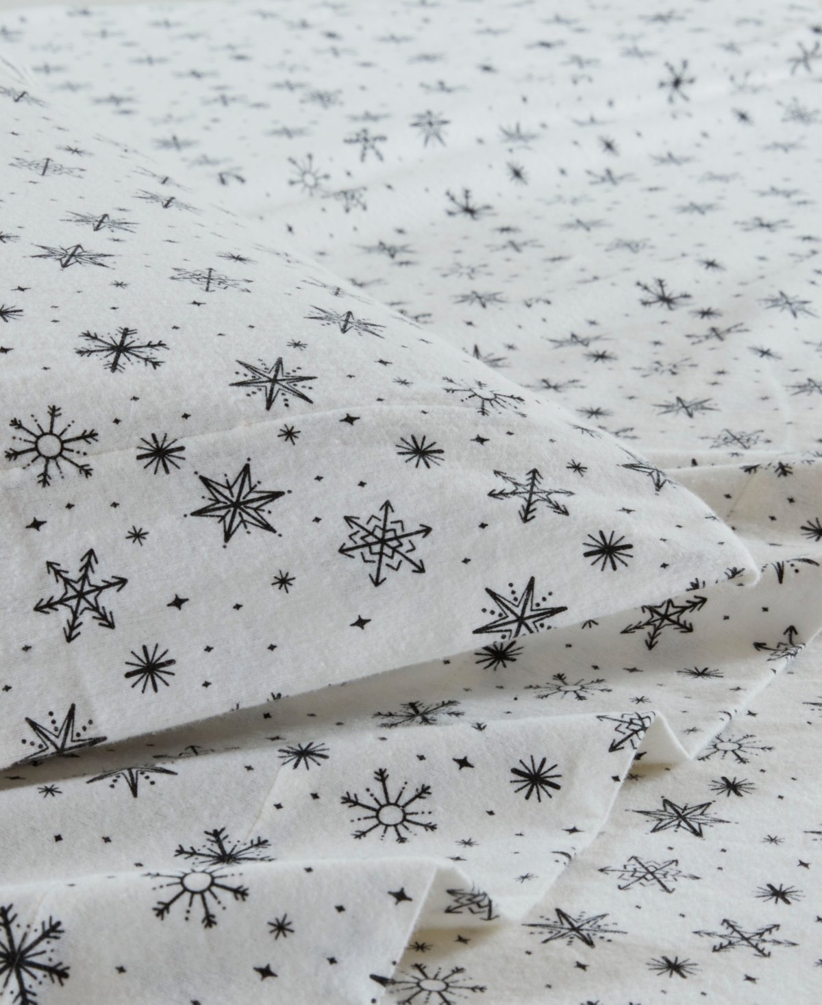 Beautyrest Extra Deep Pocket Cotton Flannel 4-pc. Sheet Set, California King In Black Snowflakes