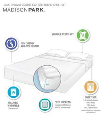 1500 Thread Count Cotton Blend 4-Pc. Sheet Set, Queen