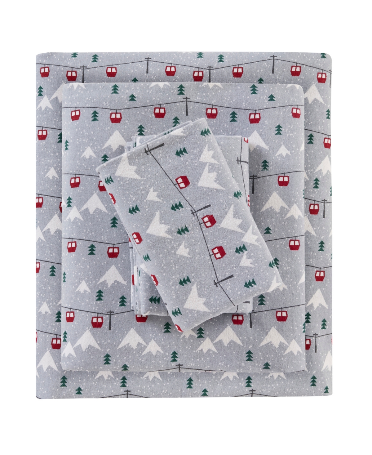 Woolrich Printed Flannel 4-pc. Sheet Set, California King In Grey Ski Jump