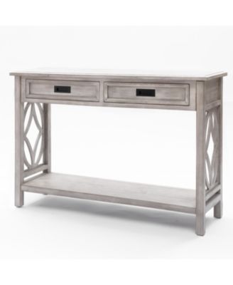 Gray Wood 2-Drawer 1-Shelf Console and Entry Table