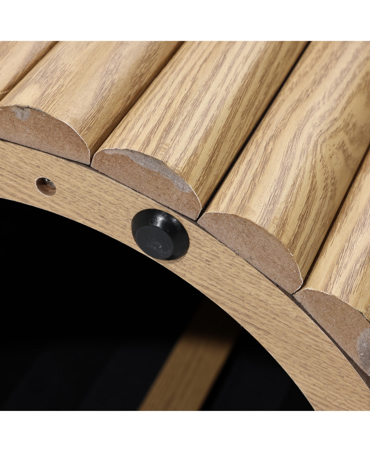 LuxenHomeWood Fluted Round Coffee Table - Brown