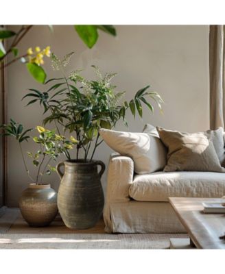 Rustic Farmhouse Brown Jug 12.5-Inch Tall Terracotta Vase