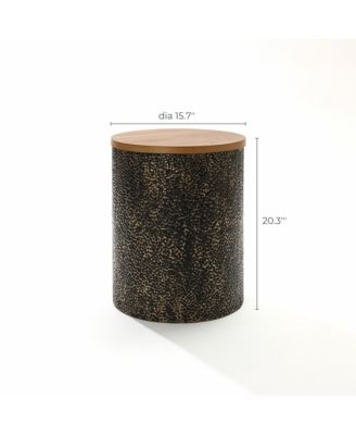 Black and Gold Hammered Iron Metal Table with MDF Wood Top