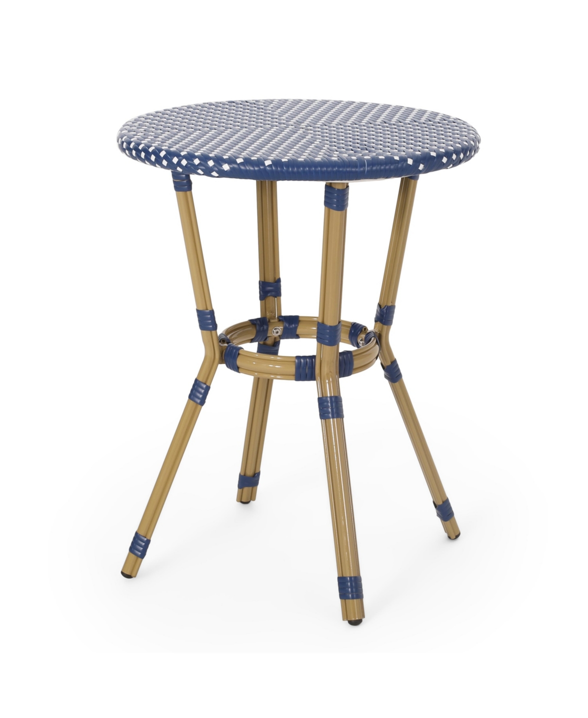 Streamdale Furniture Outdoor Pe Rattan And Aluminum 3 Piece French Bistro Set, Dark Teal & White, And Bamboo Finish -white