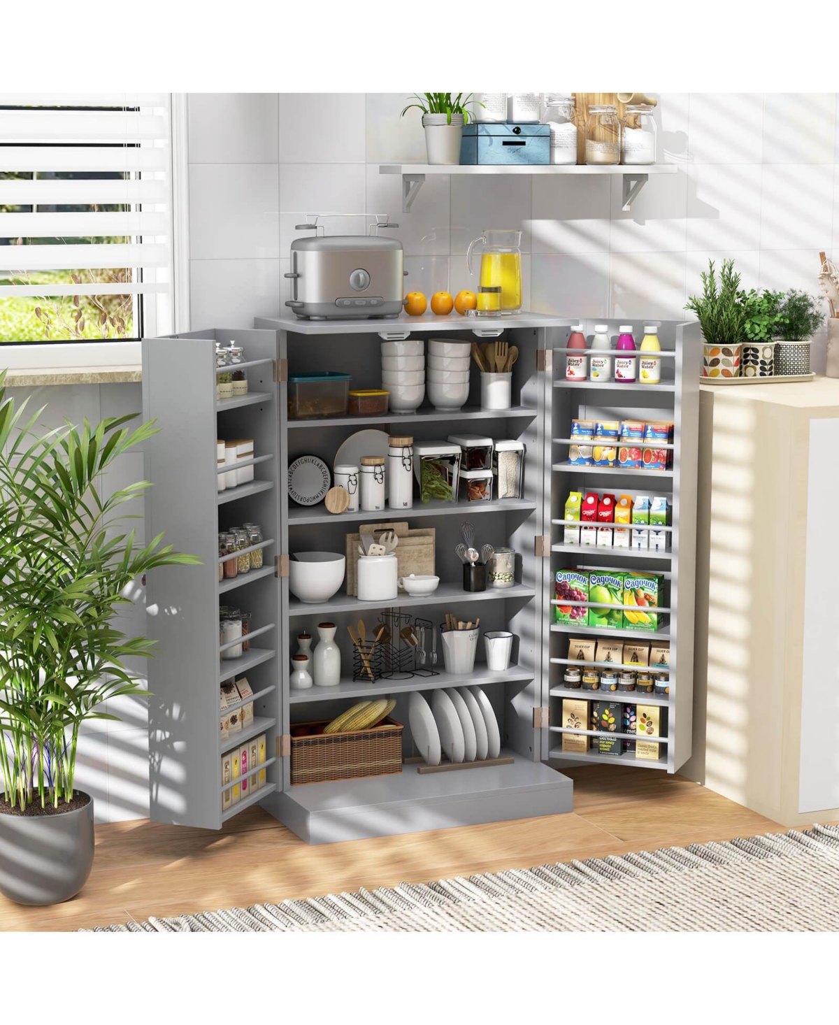41" Farmhouse Kitchen Pantry Storage Cabinet withDoors Adjustable Shelves