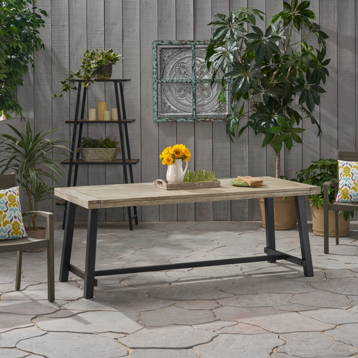 Streamdale Furniture Modern Acacia Wood Outdoor Dining Table For 8
