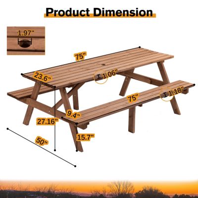 Streamdale 8-Person Picnic Table with Built-in Benches