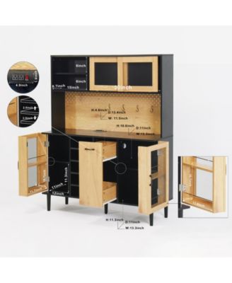 Streamdale Black & Natural Farmhouse Buffet Cabinet with Wine Rack