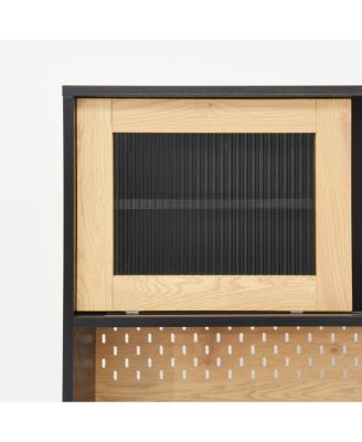 Streamdale Black & Natural Farmhouse Buffet Cabinet with Wine Rack