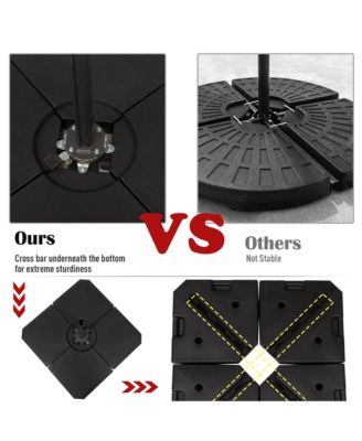 4-Piece Heavy Duty Cantilever Offset Umbrella Stand Base Weight, 264 lb. Capacity, Easy to Fill with Water or Sand