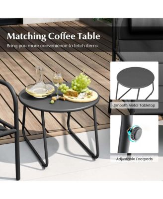 3 PCS Outdoor Bistro Set Breathable Seat Fabric & Cozy Headrest Metal for Yard