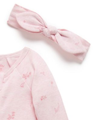 Baby Girls Zip Coverall & Headband Set