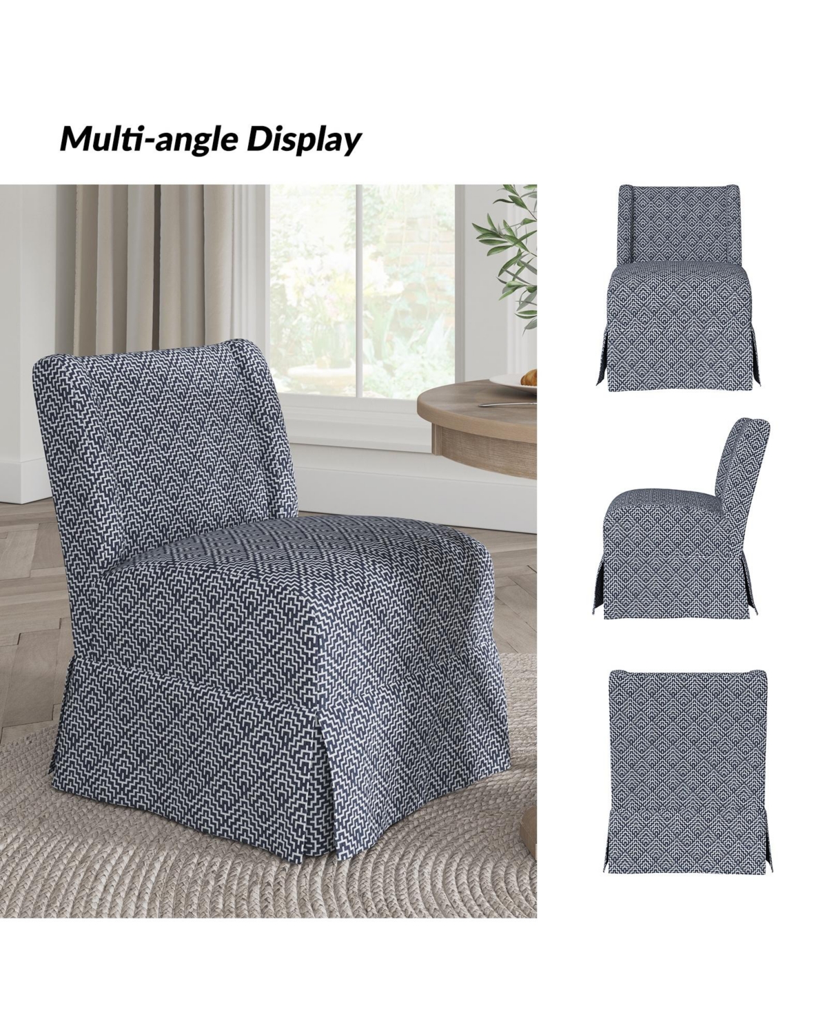 Hulala Home Egmont Transitional Slipper Chair with Slipcover with Washable Slipcover and Solid Wood Legs