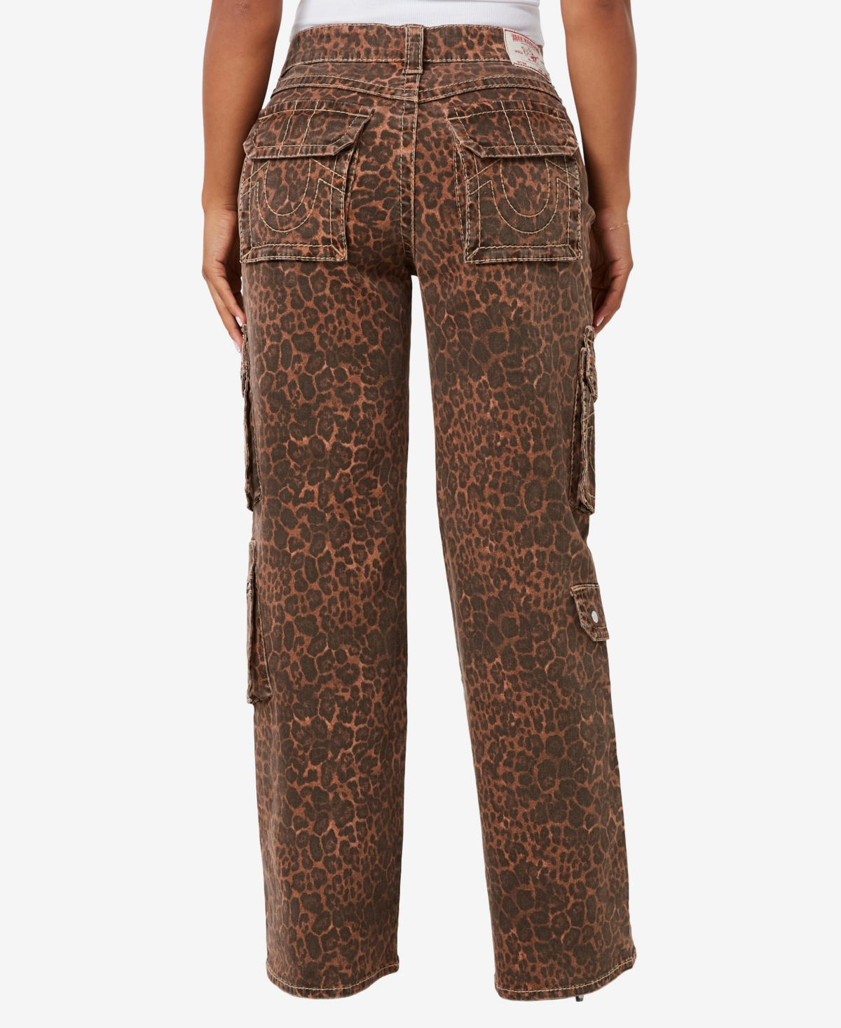 True Religion Women's Big T Bobbie Leopard Cargo Pants