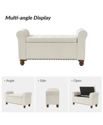 Transitional Carmen 43.7" Wide Storage Bench with Sturdy Wood Legs